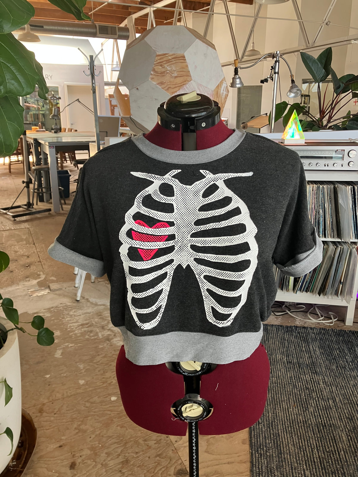 X-Ray Heart crop T, grey, size S