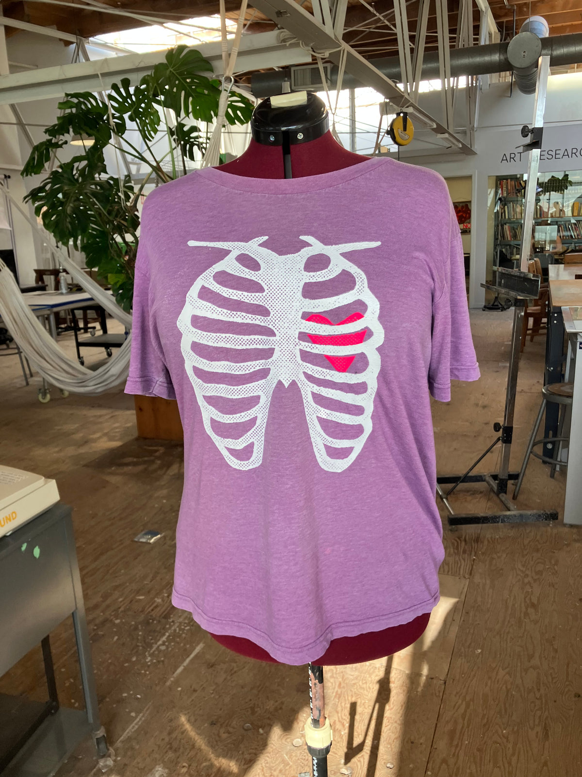 X-Ray Heart T-shirt, purple, tag size M