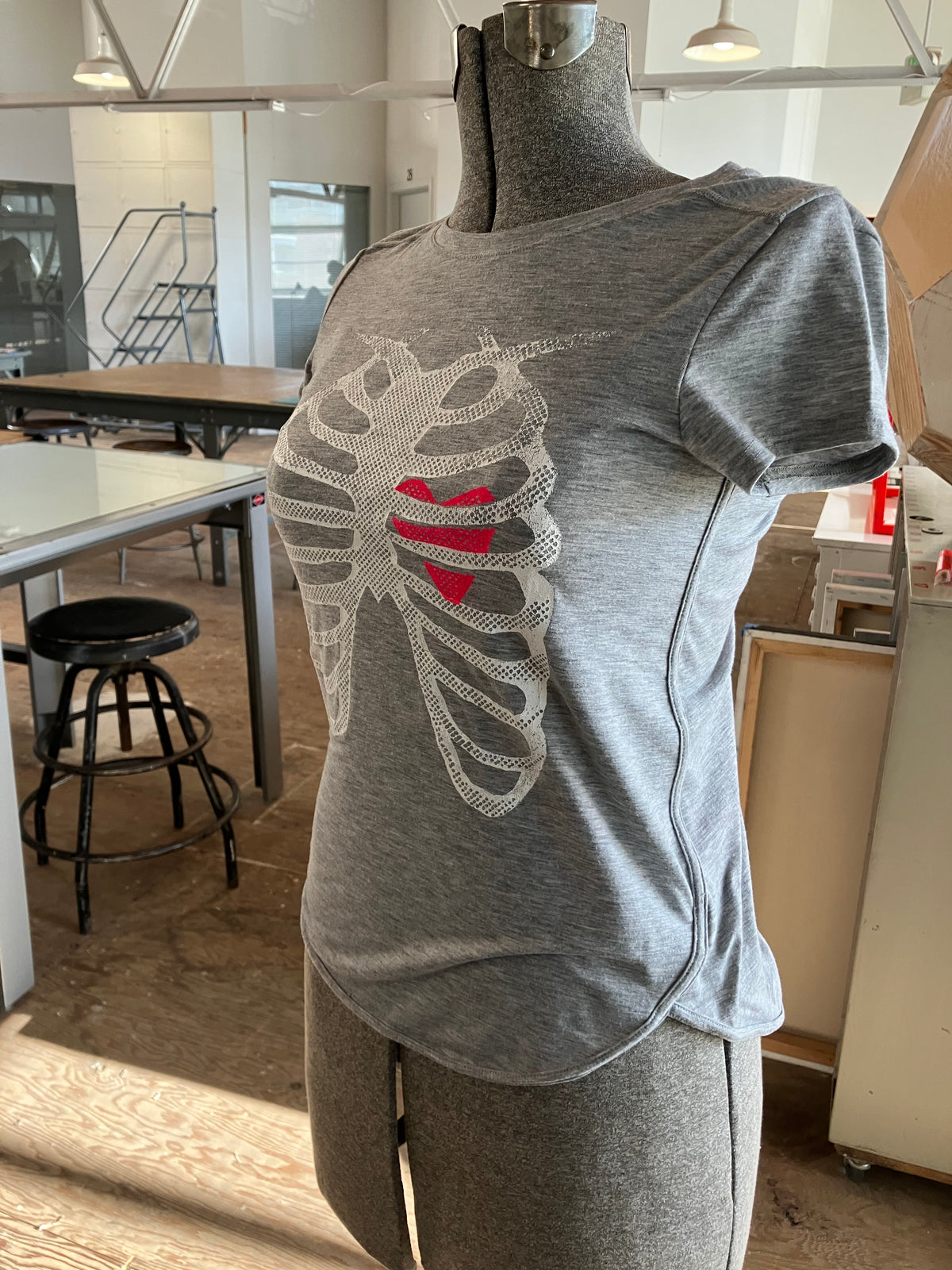 X-Ray Heart T-shirt, Grey, size S